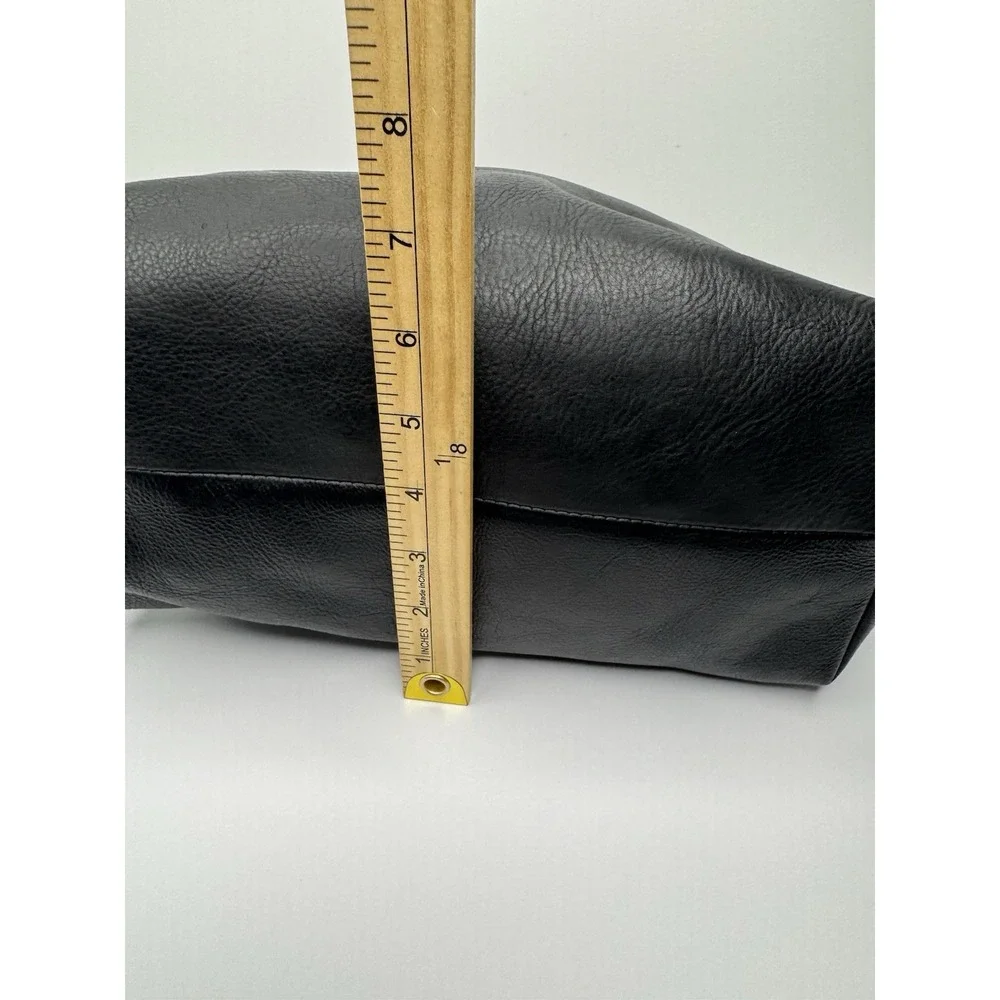 Madewell Black Thick Leather Zip Closure Double Handle Satchel Shoulder Bag‎